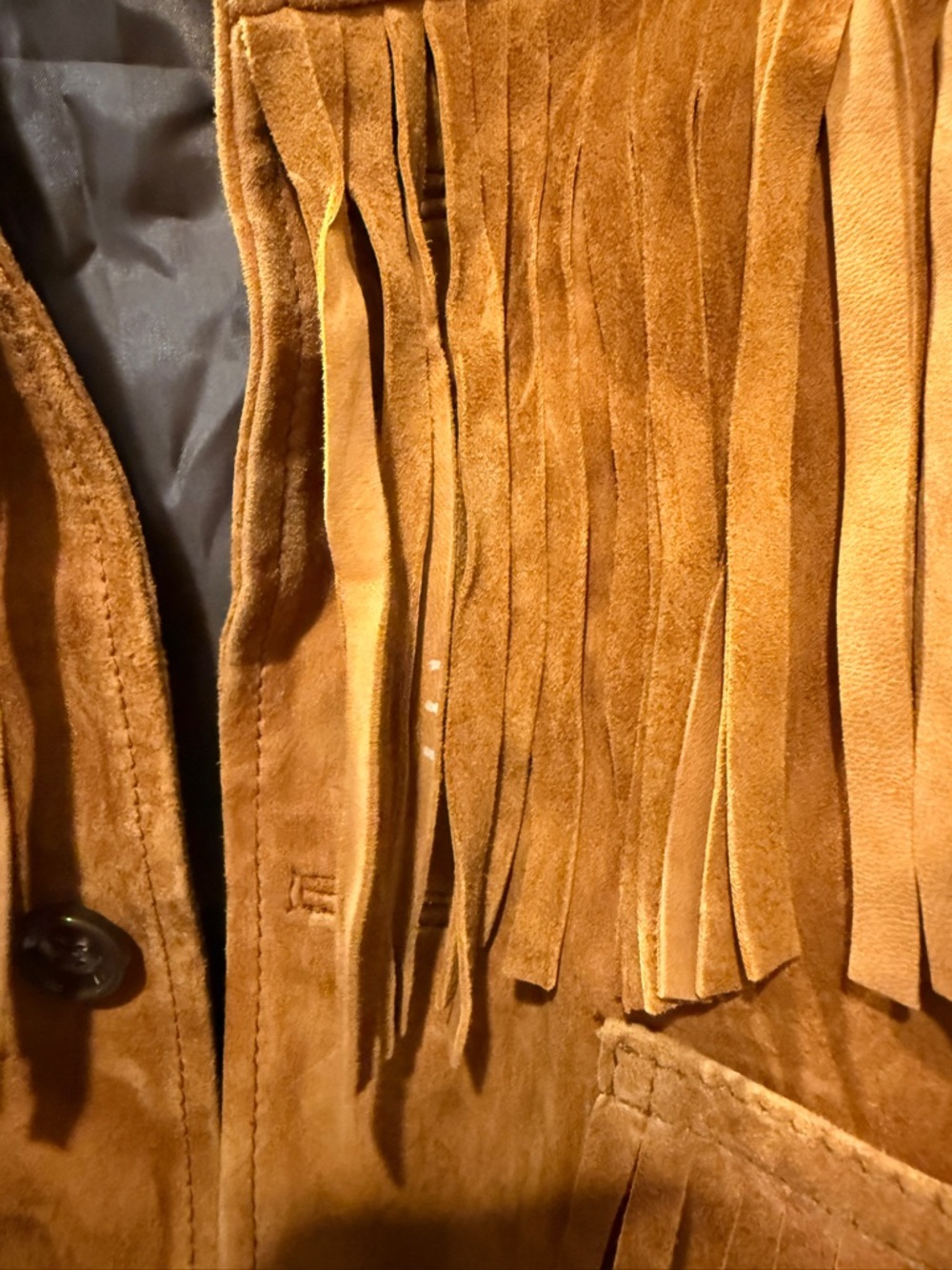Fringe Suede Jacket in Cognac Brown - Women's Outerwear - Picture 6 of 14